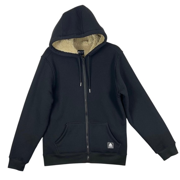 Matix Hoodie Mens Medium Black Sherpa Lined Full Zip Heavyweight Jacket Warm - Picture 1 of 6
